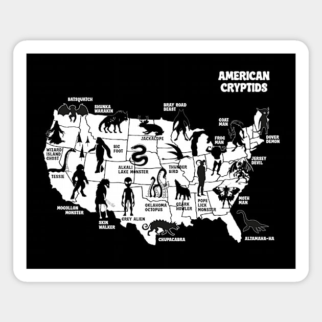 American Cryptids Map of the US Magnet by agapimou